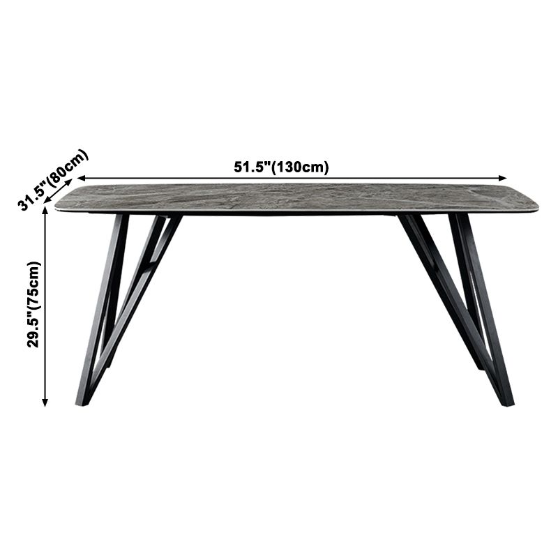 Gesinterde steen moderne rechthoek eettafel grijze steen boventafel met 4 poten