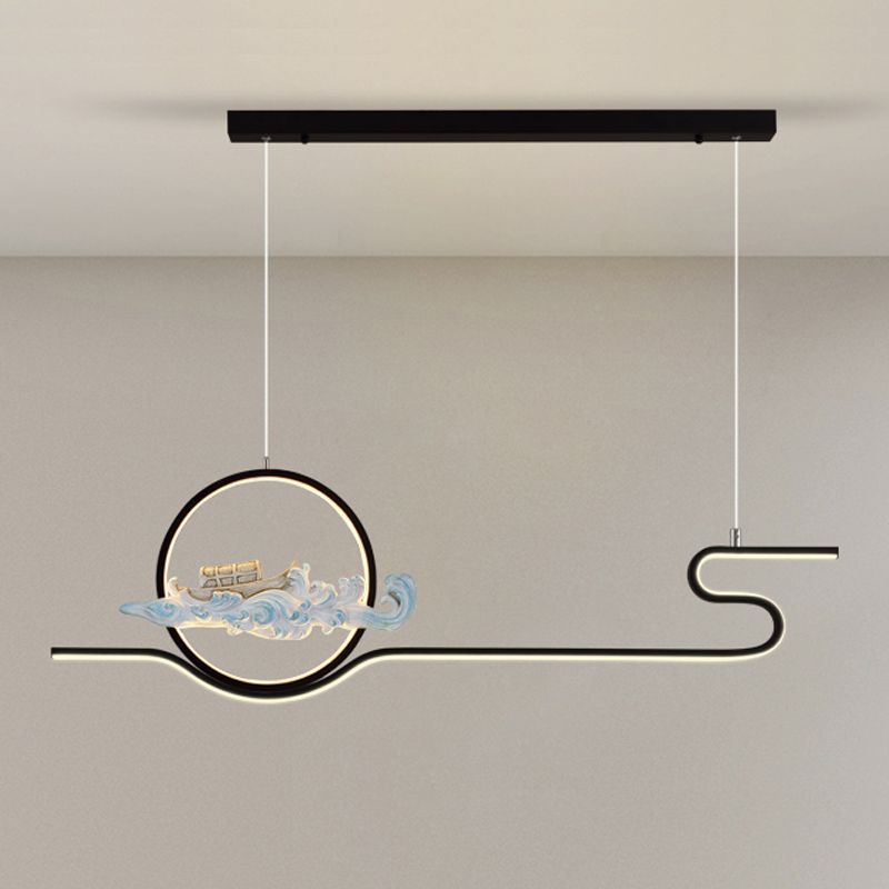 Linear Shape Island Lights Modern Style Metal 2-Light Pendant Light Fixtures