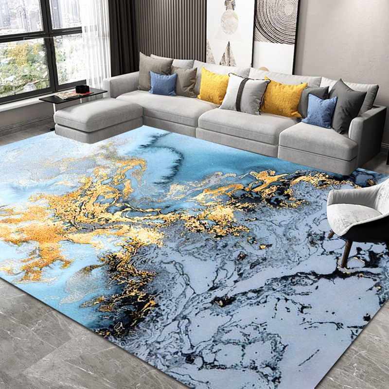 Gold Modern Teppich Polyester Graphic Teppich Waschbar Teppich für Wohnzimmer