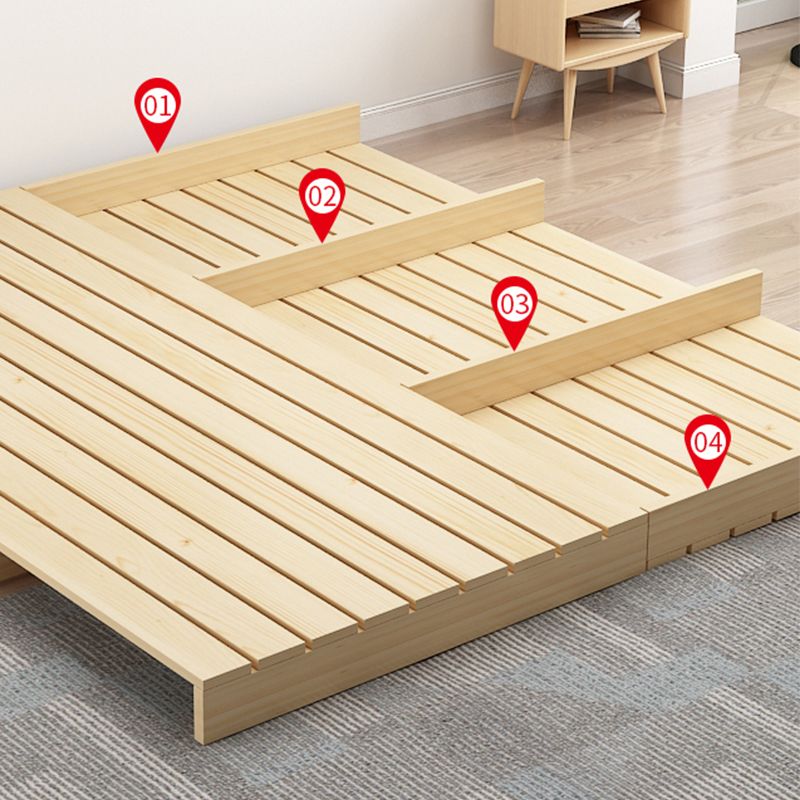 Modern Platform Bed Frame Solid Wood Platform Bed Pine Wood in Natural