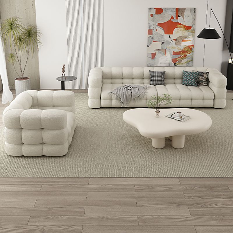 35" Wide Scandinavian Sofa Bed White Fabric Seating with Pillows