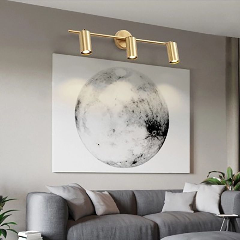 Multi Lights Cylinder Wall Lighting Modern Metal Wall Mounted Light Fixture in Brass