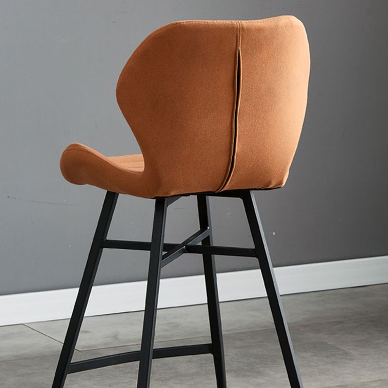 Contoured Seat Upholstered Low Back Bar Stools with Metal Base