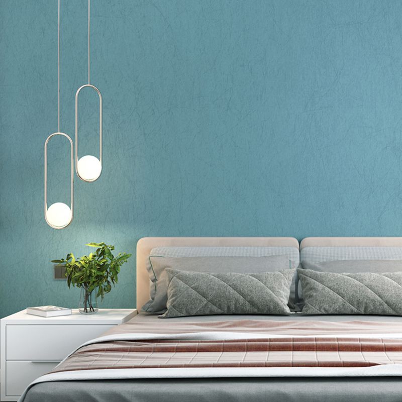Blue Plain Wallpaper Roll Moisture-Resistant Minimalist Bedroom Wall Decor, Non-Woven Fabric
