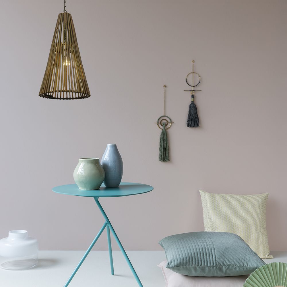 Lámpara de suspensión de madera natural con lámpara de tono de tono de tono de bambú de palo una lámpara de suspensión de madera natural con cadena ajustable