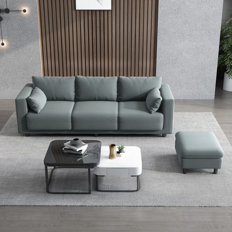 Contemporary Tuxedo Arm Standard Sofa with Bolster Pillows for Living Room, Apartment