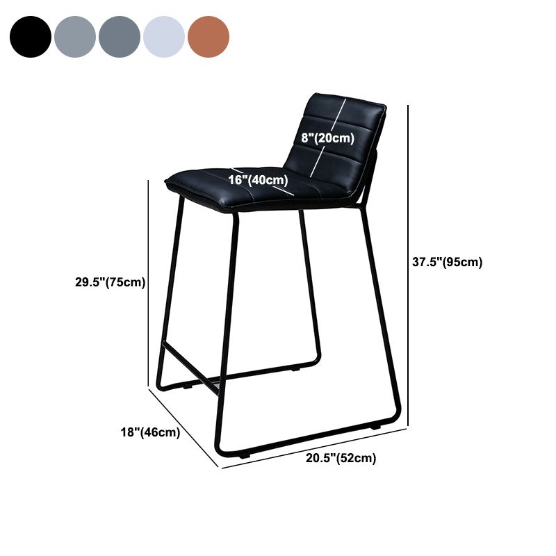 Scandinavian Black Iron Base Barstool Fabric and Faux Leather Bar Stools
