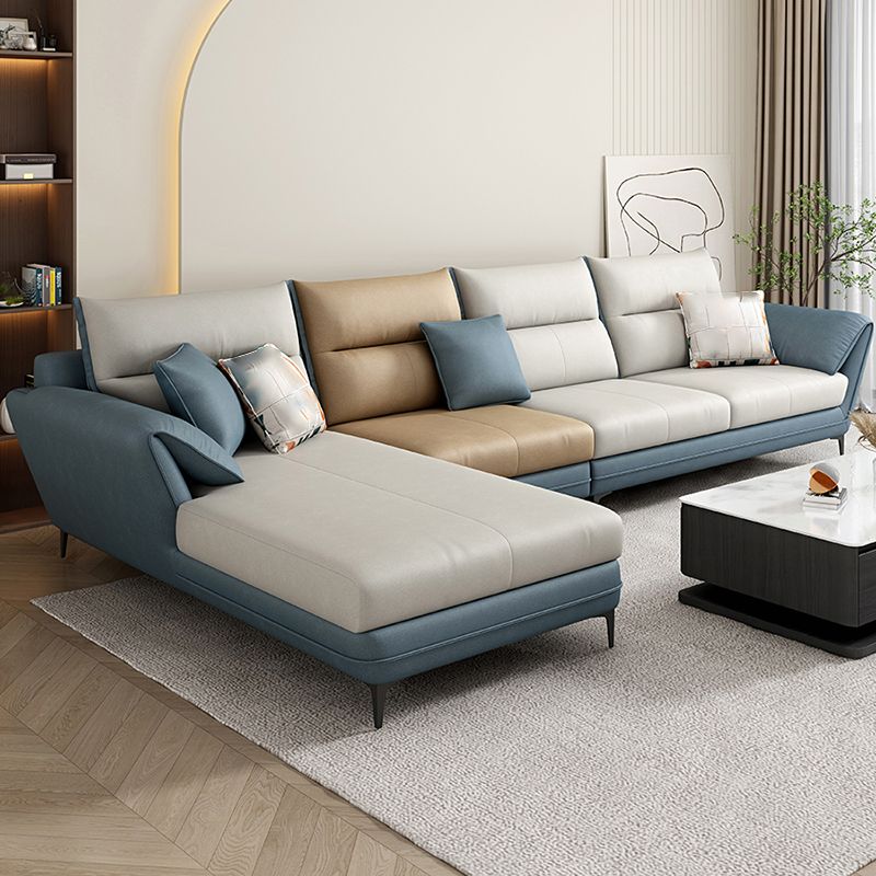 66" Wide Scandinavian Sectional Sofa Cushion Back Sectionals