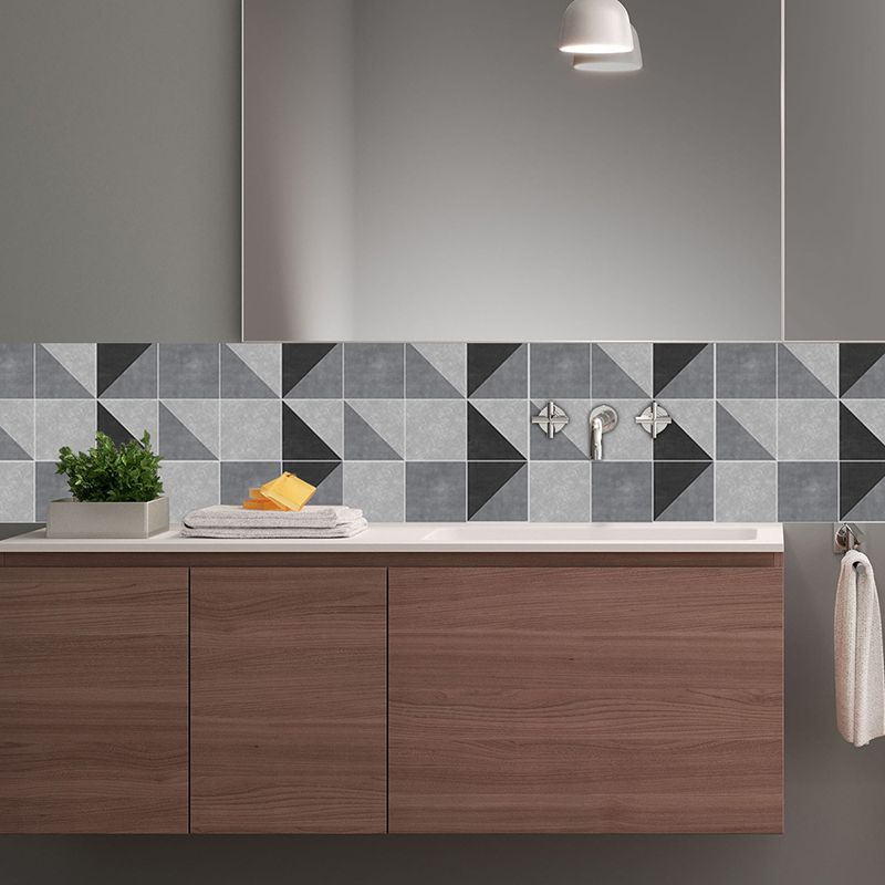 Black-Grey Geometrical Wallpaper Panel Peel and Stick Modern Bathroom Wall Covering