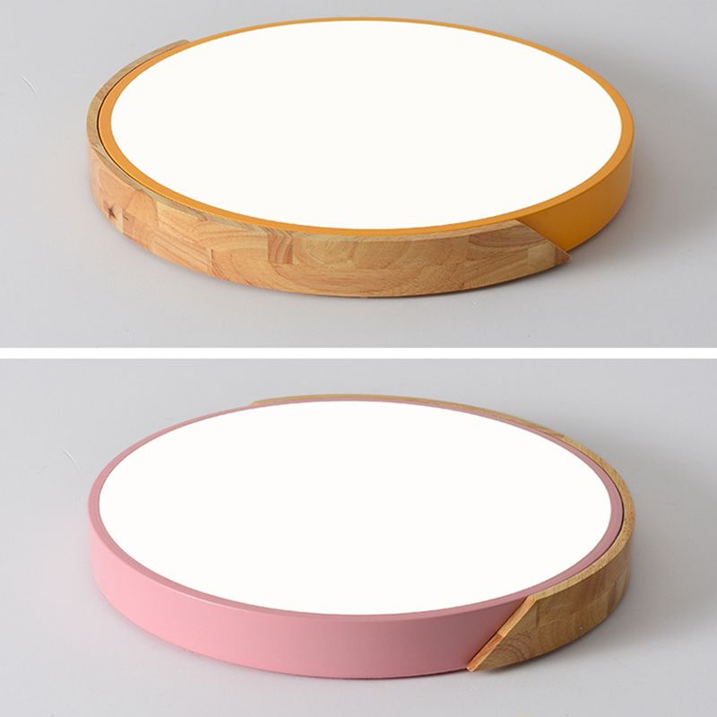 Round Shape Ceiling Lamp Modern Macaroon Iron 1 Light Flush Mount for Living Room Aisle