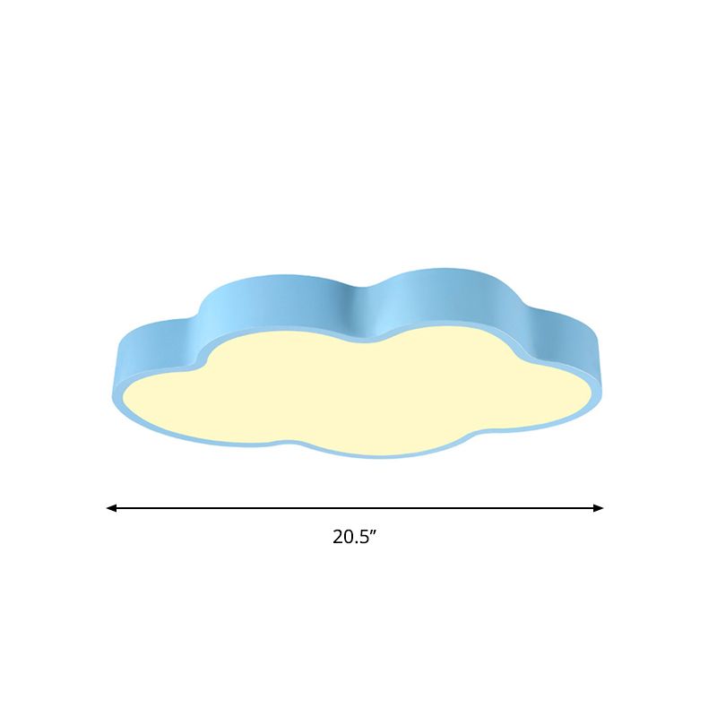 Macaron Cloud Shaped Ceiling Lighting Acrylic 20.5"/24.5" Wide LED Bedroom Flush Mounted Lamp in White/Blue