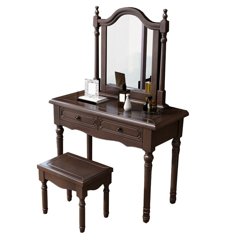 3-Piece Set Makeup Vanity Victorian Mirror and Stool Dressing Desk