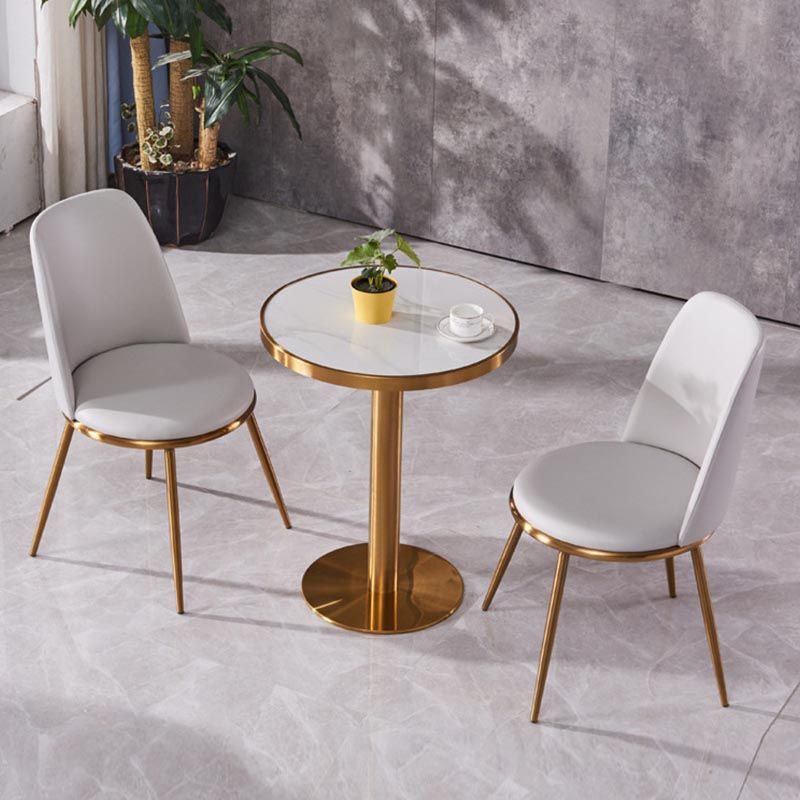 Glam Dining Set Stone 1/3/4 Pieces Dining Round Furniture for Home