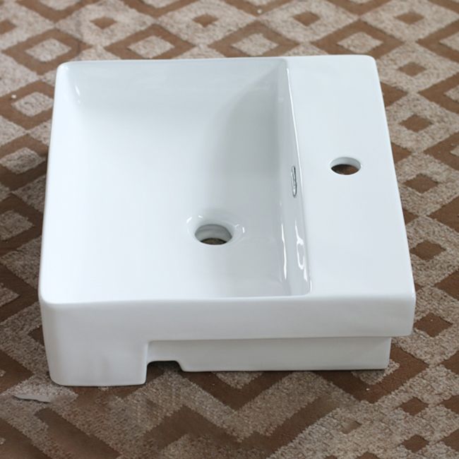 Modern Porcelain Bathroom Sink Rectangular Vessel Lavatory Sink