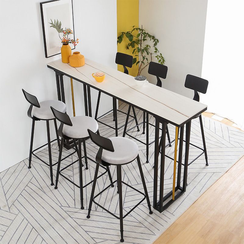 1/2/4/7 Pieces Modern Rectangular Pub Table Set Sintered Stone Top Bistro Table Set