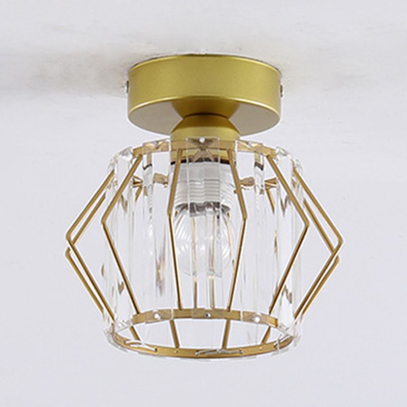 Crystal Shaded Semi Flush Light Fixture Minimalist-Style Close to Ceiling Lamp