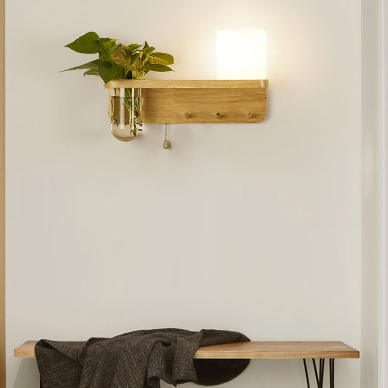 Nordische Wandmontage Lampe moderne Holzwandleuchten für Wohnzimmer (ohne Pflanzen)