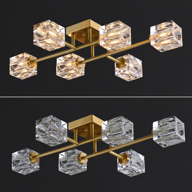 Crystal Sputnik Semi Flush Mount Lighting Simple Style Semi Flush Ceiling Light Fixture