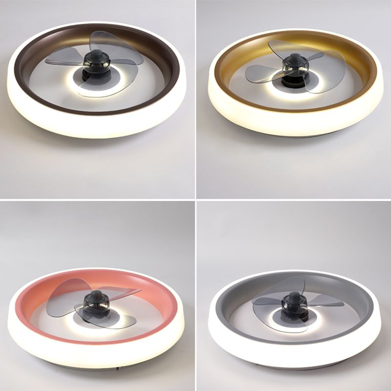 Fernbedienungssteuerungs -LED -Deckenlüfter Macaron Acryl Schlafzimmer Halbflush -Halterung Lampe
