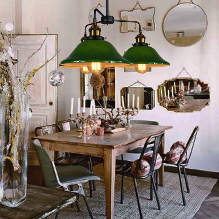 Lámpara de cena de estilo de lámpara sombreada de vidrio lámpara colgante de cena industrial en negro