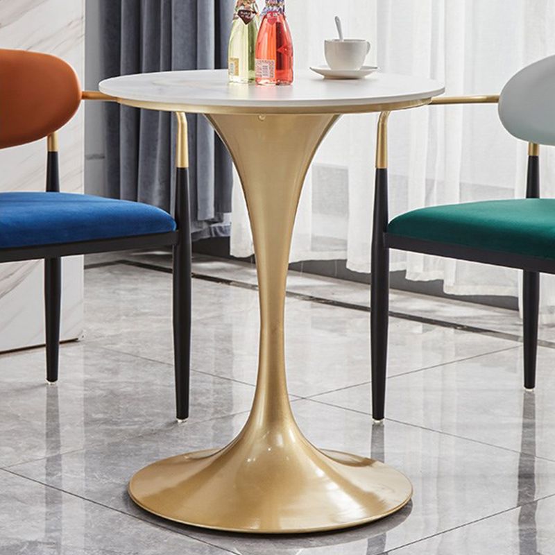 Round Golden Base Dining Table Glam Stone Tulip Dining Table