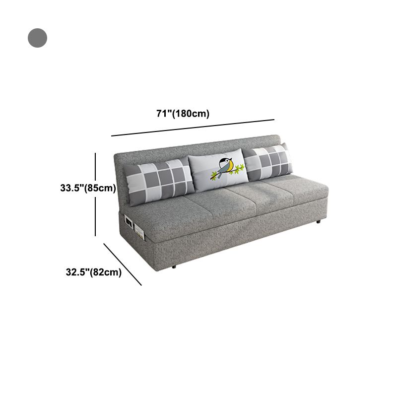 Contemporary Armless Cotton Blend Sofa Bed in Grey with Storage