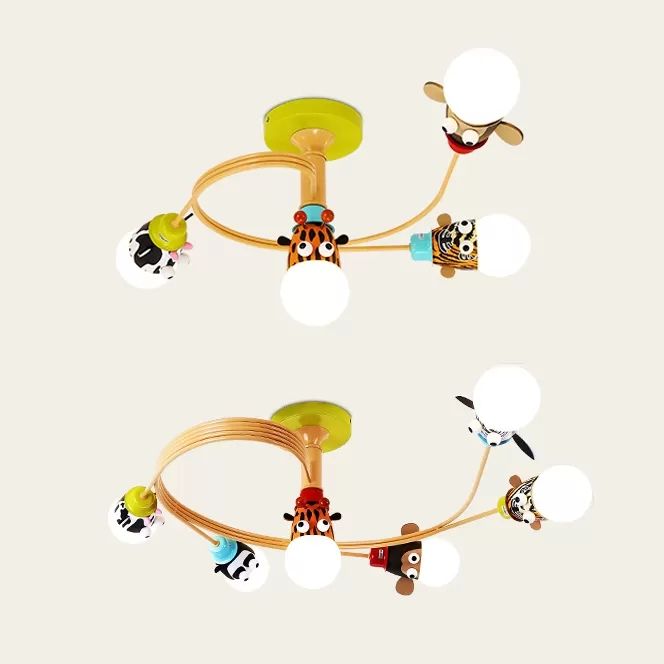 Twist Arm Semi Flushmount Light with Animal Modern Metal LED Lámpara de techo para oficina para oficina