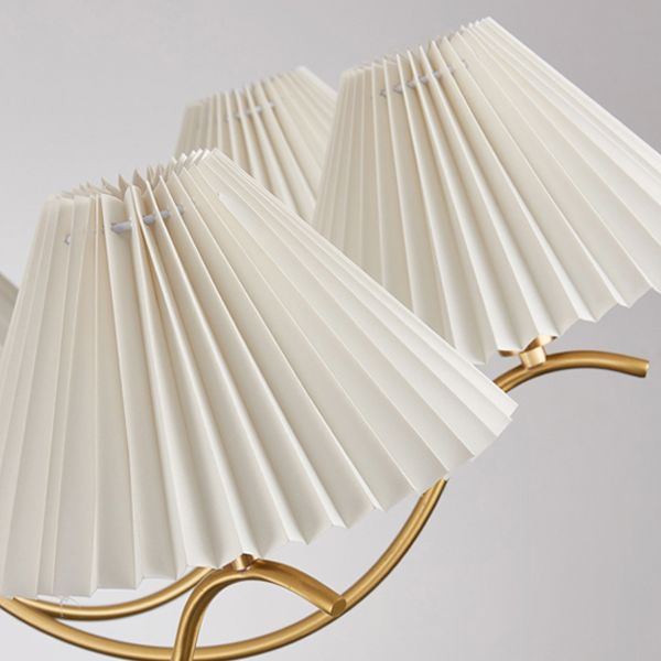 Fabric Wood Pendant Light Cone Contemporary Ceiling Light for Living Room