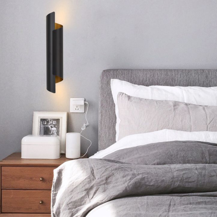 Modern Artistic Cylindrical Wall Sconce Wrought Iron Wall Lamp for Interior Spaces