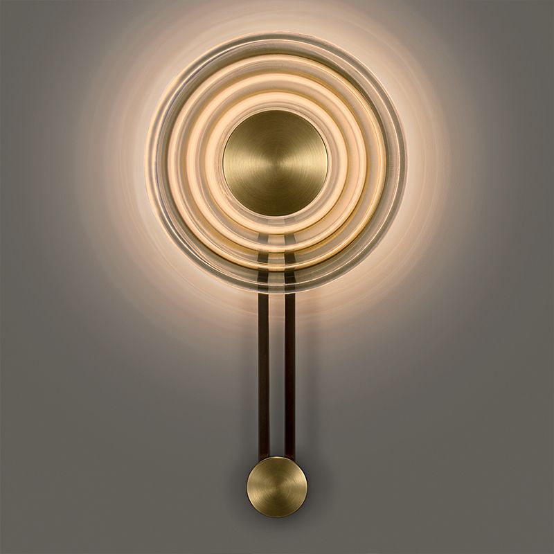 Round Shade Metal Wall Sconce Modern Style Single Light Wall Lighting Fixtures in Amber