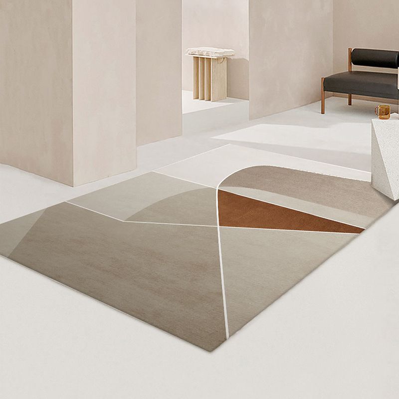 Simple Light Carpet Colored Block Area Carpet Polyester Non-Slip Pet Friendly Rug