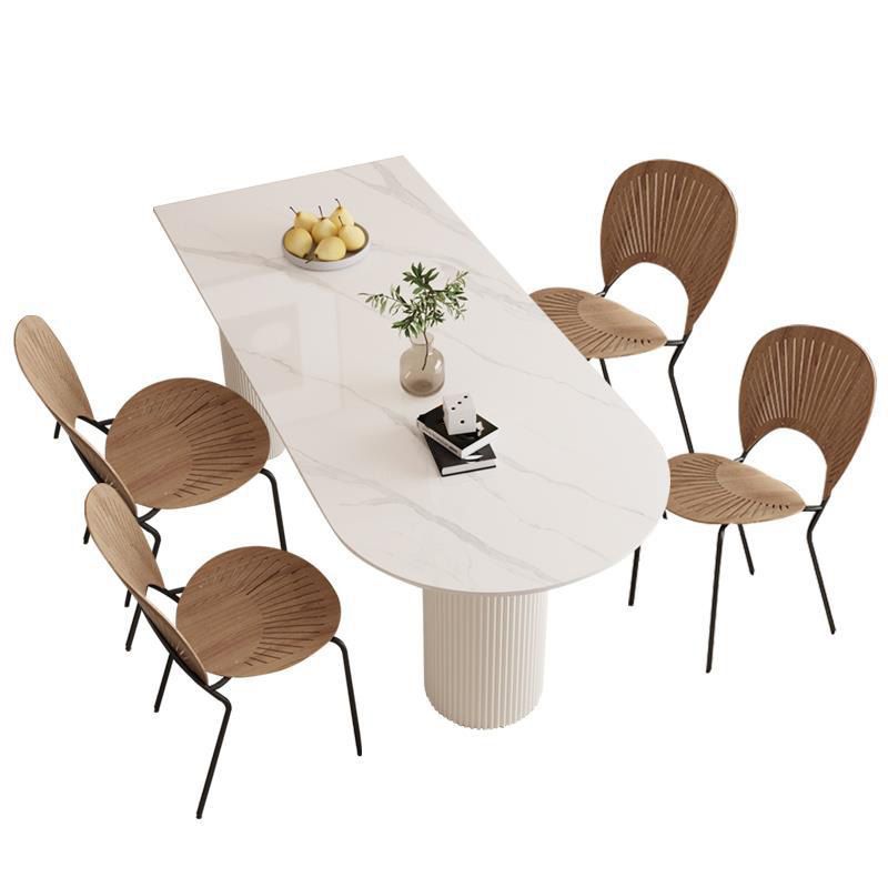 Modern Dining Table Sintered Stone Table with Wood Legs for Home Use