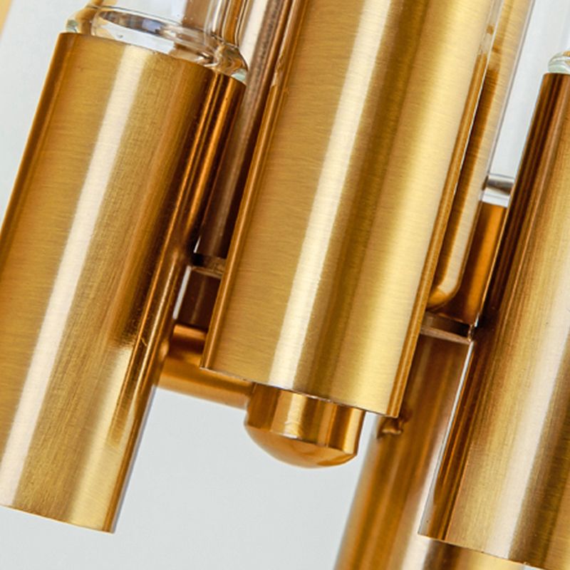 Gold Tube Wall Mount Light Nordic 1 Head Clear Glass Sconce Light Fixture for Living Room