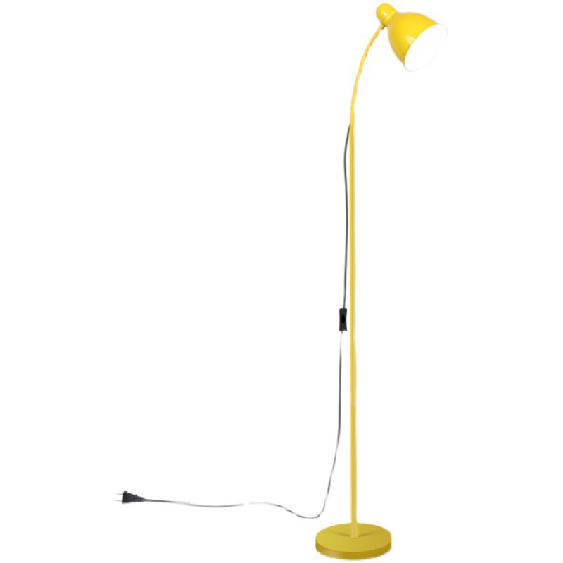 Yellow Bell Shade Floor Lighting Macaron 1 Head Metal Standing Floor Light for Living Room
