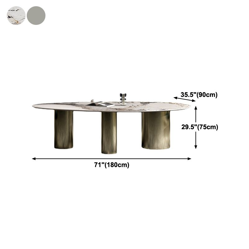 Glam Sintered Stone Standard Dining Table Oval Dining Table with 3 Legs