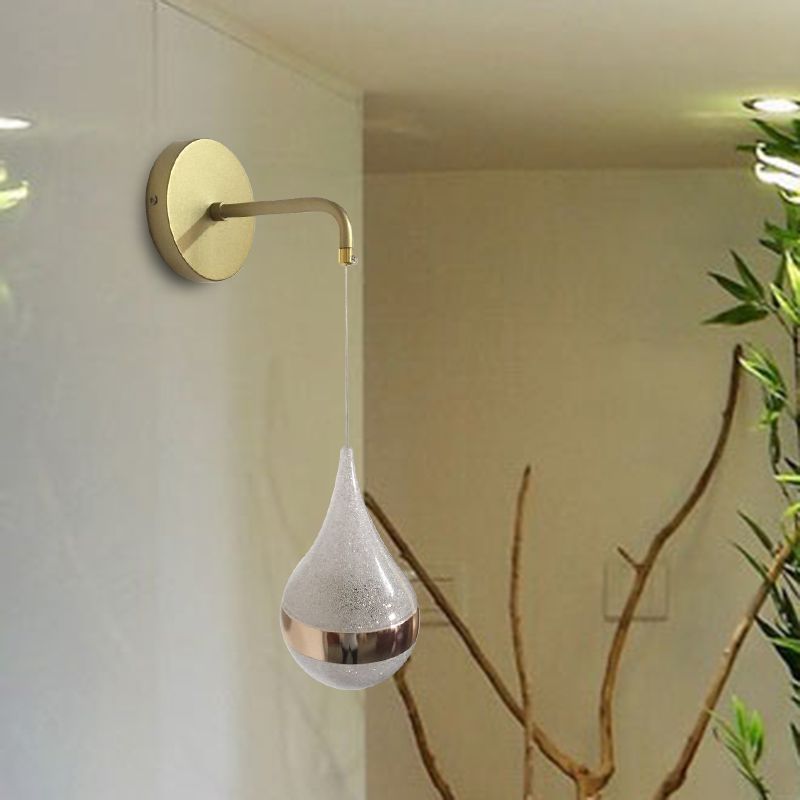 Gold Teardrop Wall Sconce Lighting Contemporary LED Crystal Wall Light Fixture in Warm/White/3 Color Light