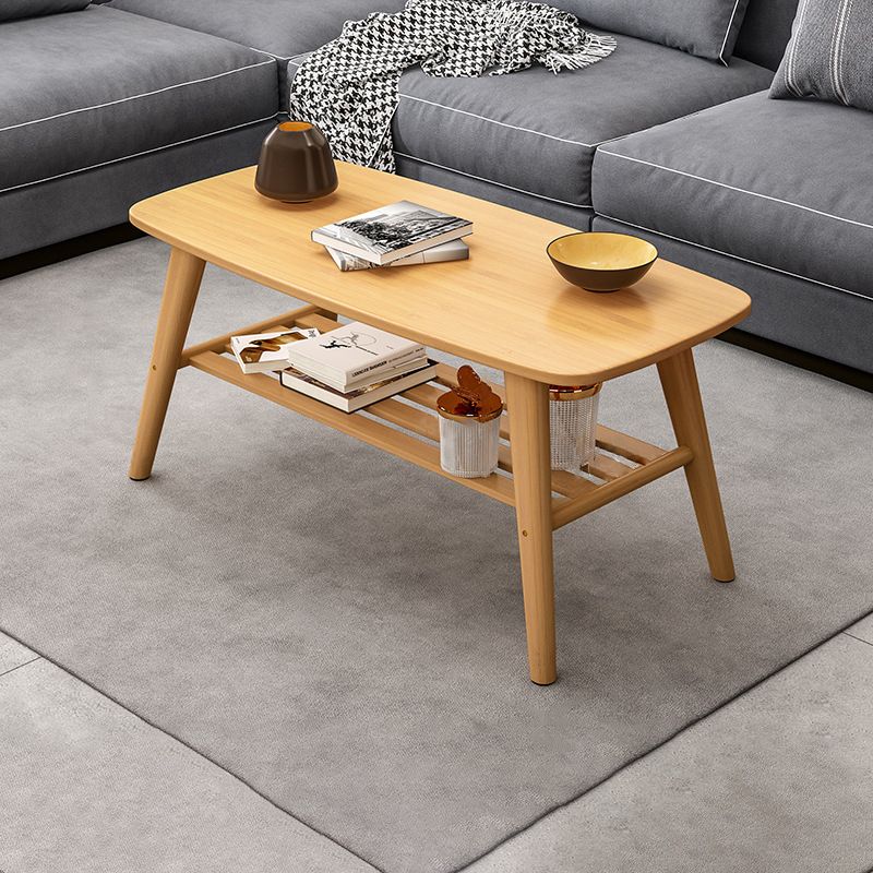 4 Legs Coffee Table Single Modern Oval Cocktail Table with Shelf