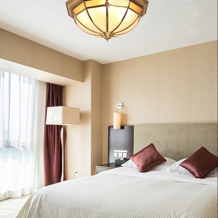 Glass Brass Ceiling Mount Light Fixture Bowl Classic Flush Mount Ceiling Lighting Fixture