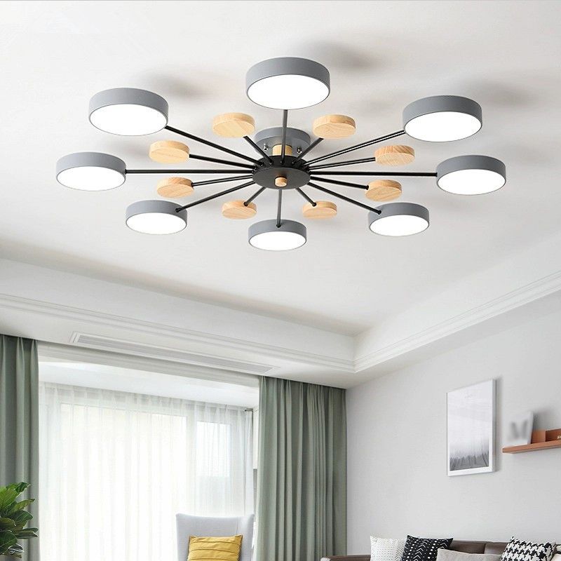 Branching Semi Flush Mount Light Simple Acrylic Bedroom Wood Close to Ceiling Lamp