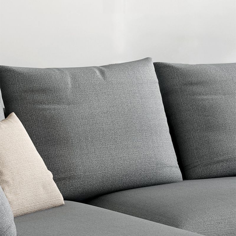 Gray 5-seat Square Arm Sectional Contemporary Fabric Slipcovered Sectional