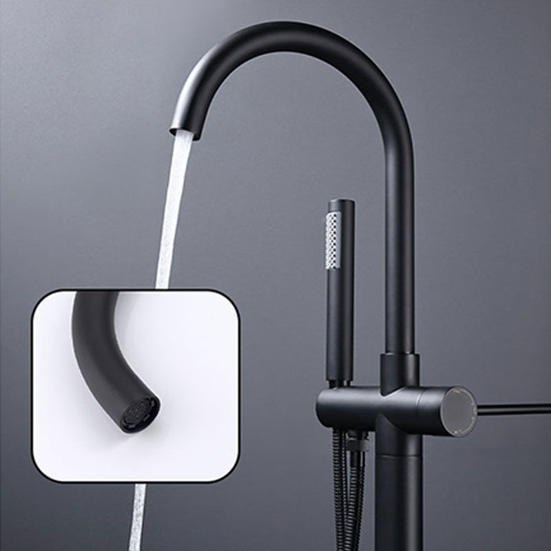 Brass Freestanding Tub Filler with Water Inlet Pipe Floor Mounted Bathroom Faucet