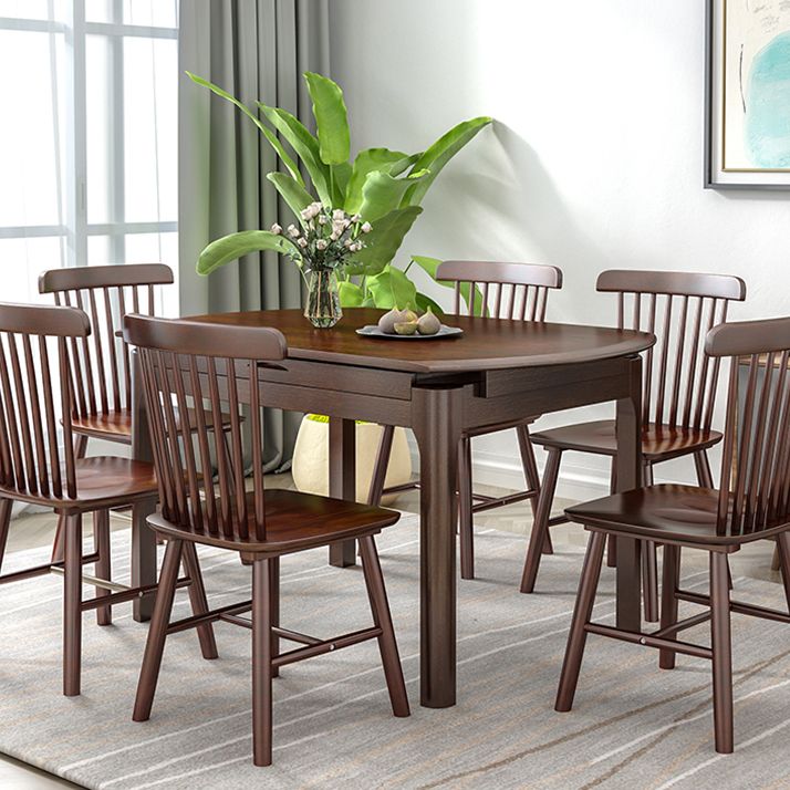 Modern Style Solid Wood Dining Table Round Table with 4 Legs for Home Use