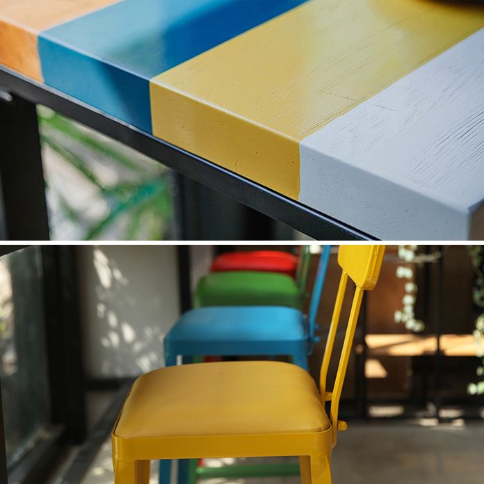 Industrial 1/5 Pieces Bar Table Set Rectangle Wood Counter Table with High Stools for Bar