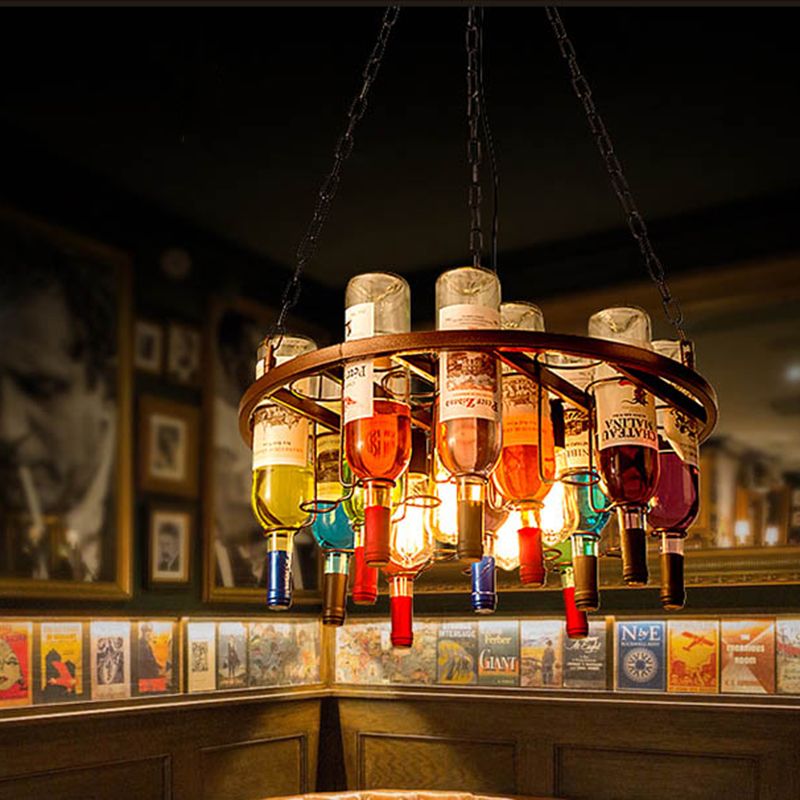 Muti-Color Ceiling Chandelier Pendant Industrial Metal Bottles Pendant Ceiling Fixture Lamp