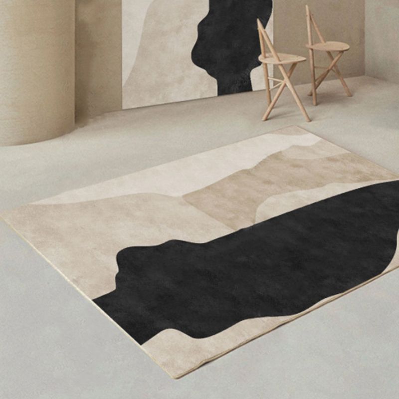 Apricot Tone Casual Rug Polyester Carpet Abstract Lines Indoor Rug Non-Slip Backing for Living Room