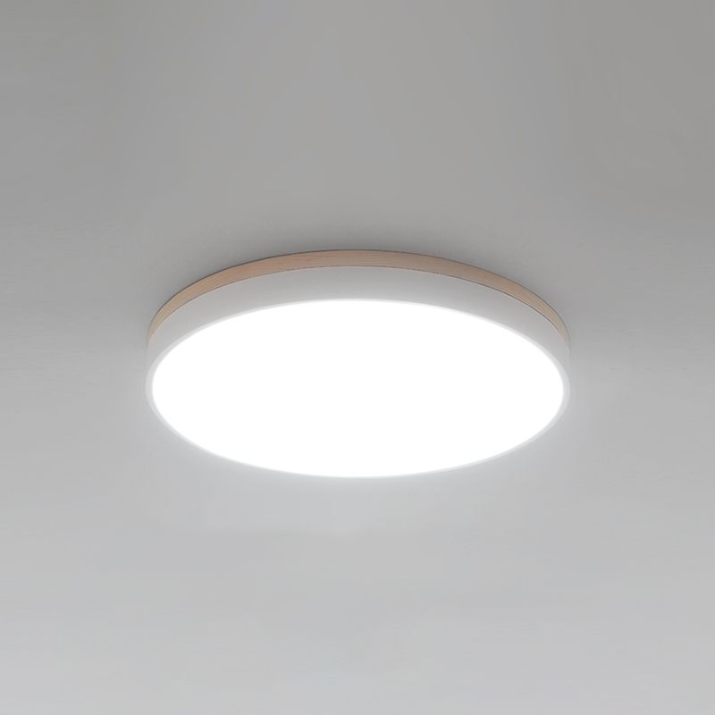 Geometry Shape LED Ceiling Lamp Modern Wood 1 Light Flush Mount for Balcony Aisle