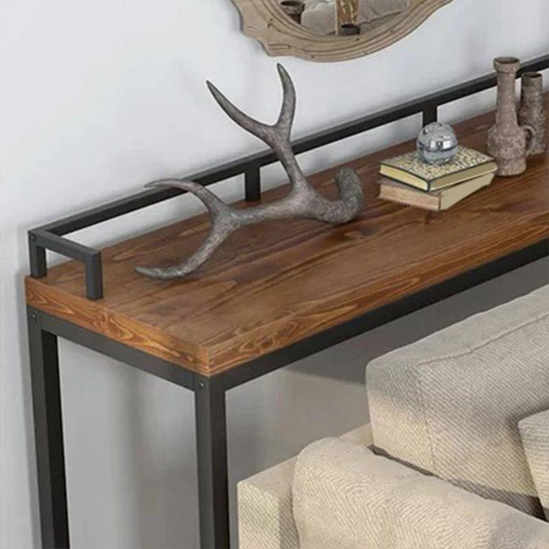 41.3-inch Wood Top Table Industrial Style Pub Table with Metal Base