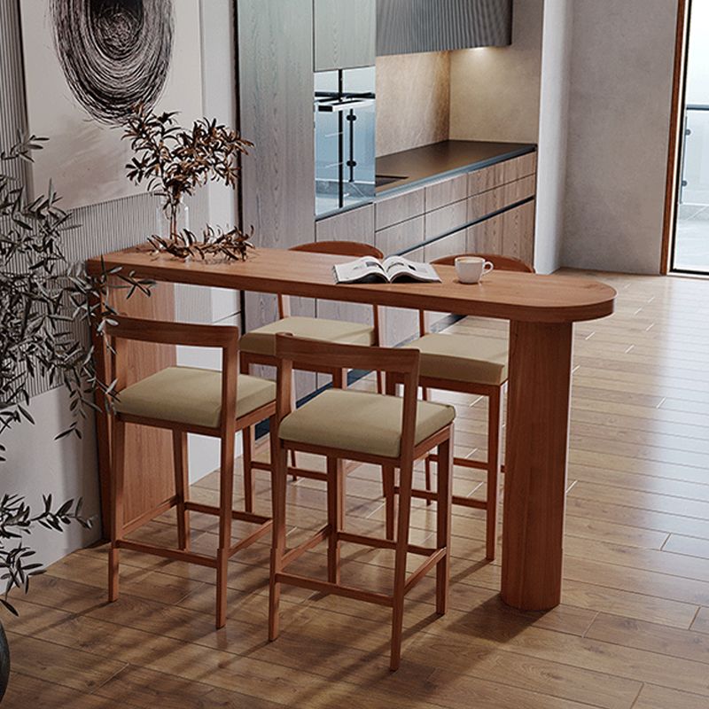 Double Pedestal Bar Table Industrial Pine Solid Wood Bar Dining Table for Living Room