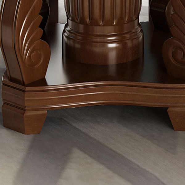 Contemporary Turntable Pedestal Dining Table Wood Dinner Table for Home