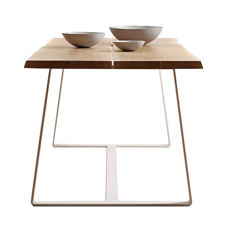 Rectangle Shape Luxury Dining Table Wood Color Fixed Table with Solid Wood